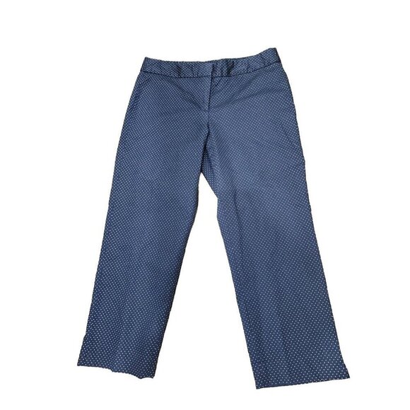 Talbots Pants Signature Navy Polka Dot Mid-rise Straight Legs crop Women's 10 - Picture 1 of 5